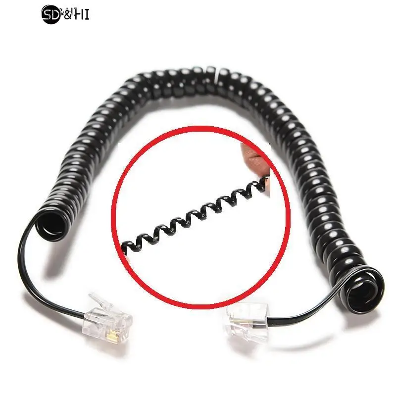 6.5FT  Male to Male Telephone Handset Cable Extension Cord Curly Coil Line Cable Wire Up to 2M Telephone Coiled Cord