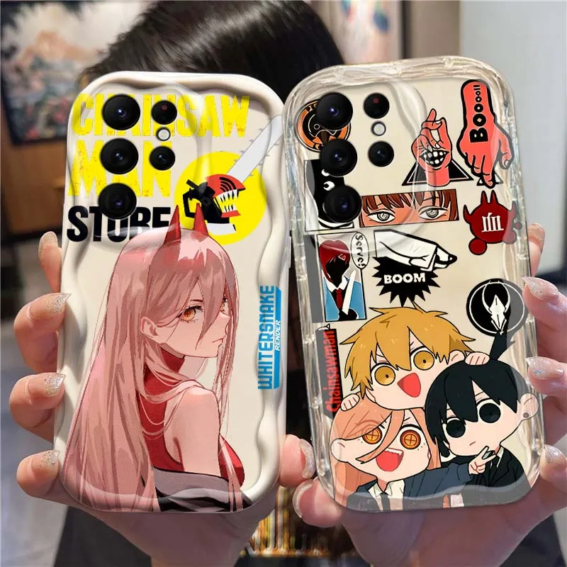 

Anime Chainsaw Man power For Samsung S25 S24 S23 S22 S21 S20 A04 A05s A05 A06 Ultra Plus FE 5G Wave Oil Phone Case