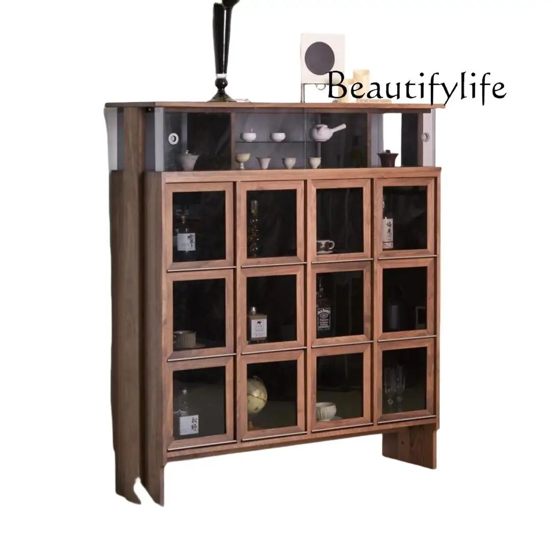 

New Chinese Solid Wood Tea Cabinet Living Room Storage Locker Bedroom Shelf Modern Simple Study Display Cabinet