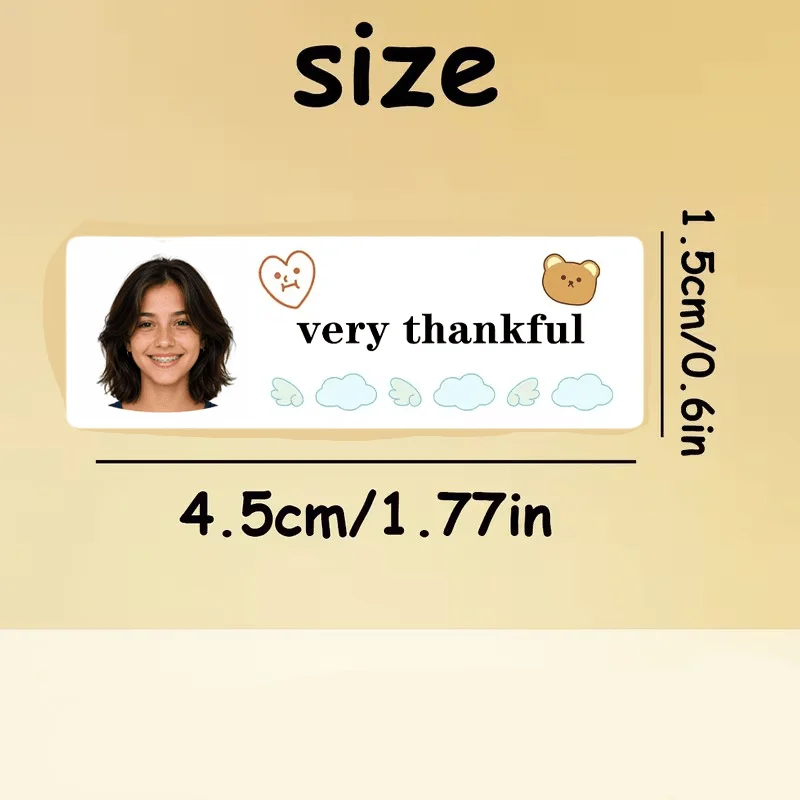 Customized Back-To-School Photo Name Stickers Customized Square Half-Portrait Photo Labels Personalized Labels for Schools, Offices, Water Bottles, Pencils - Non-Curling Adhesive Waterproof Name Tags School Classroom Backpacks Luggage Back-To-School Gift for Son or Daughter