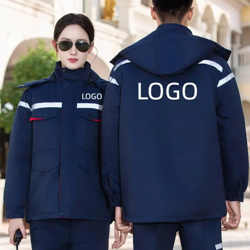 Anti Static Thicken Workshop Workwear Men Gas Station Reflective Strip Jacket Logistics Handling Mechanical Uniform Print LOGO