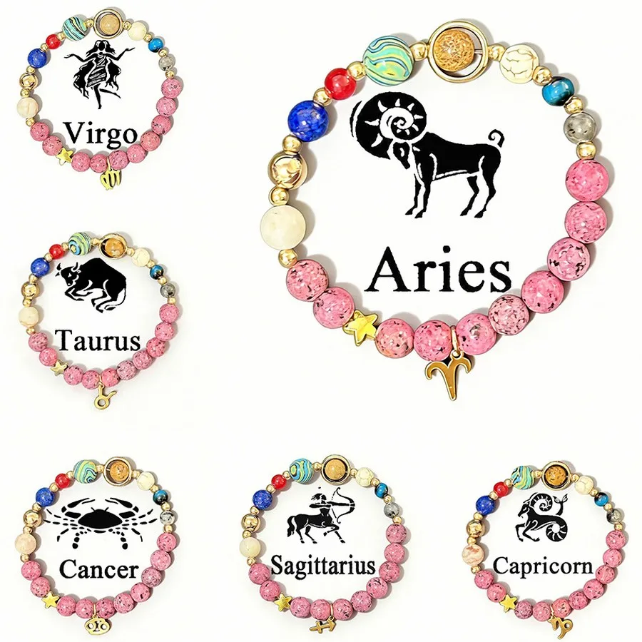 Eight Planets Twelve Constellations  Constellation Pendant Beaded Bracelet Fashion Jewelry Gift for Women Unisex