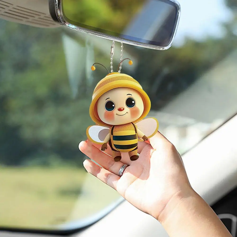 Acrylic Bee Hanging Decoration Single Side Printed Little Bee Ornament Car Rearview Mirror Keychain Pendant Home Decoration Gift