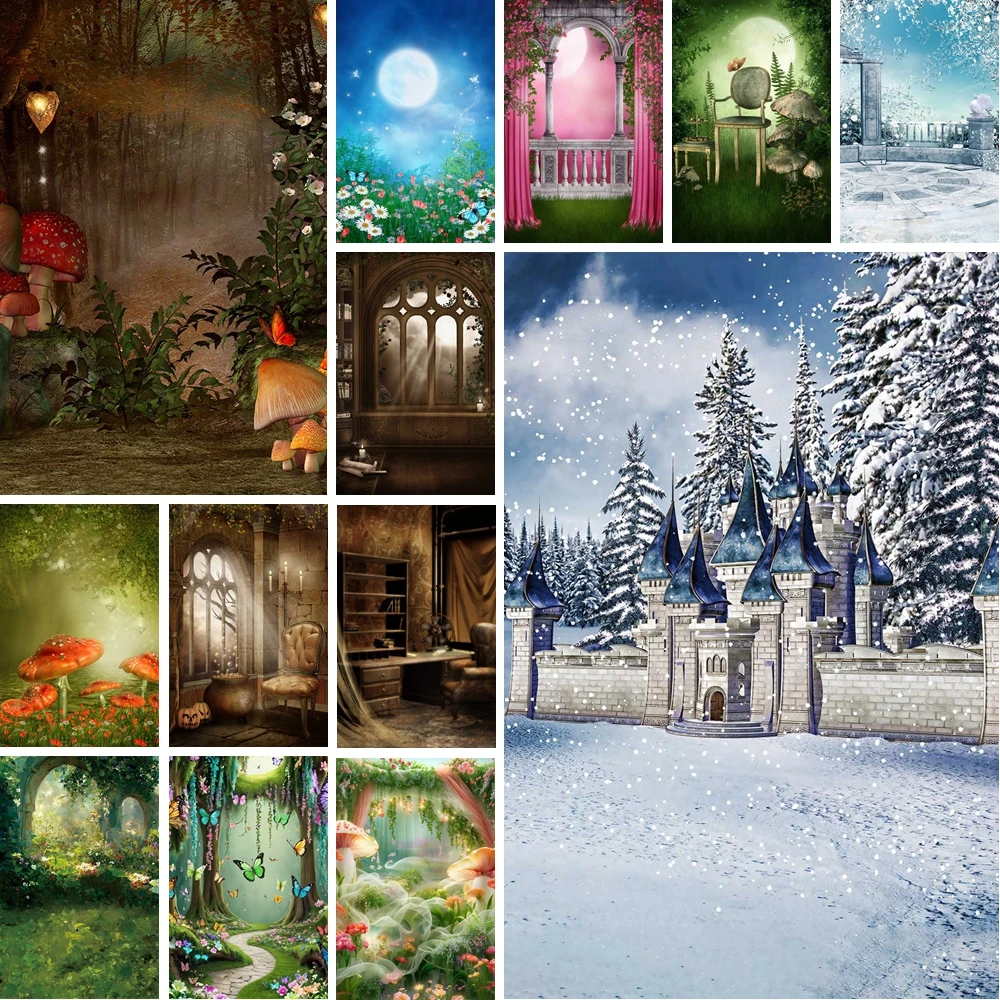 

MOON.QG Fairyland Butterfly Backdrop Unicorns Arches Backgrounds For Photography Portrait Party Supplies Photozone Photobooth