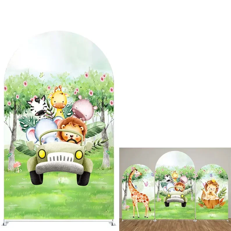 Mehofond Spring Vacation Arch Backdrop Cover Jungle Safari Animals Baby Shower Birthday Party Butterflies Wonderland Decor Photo