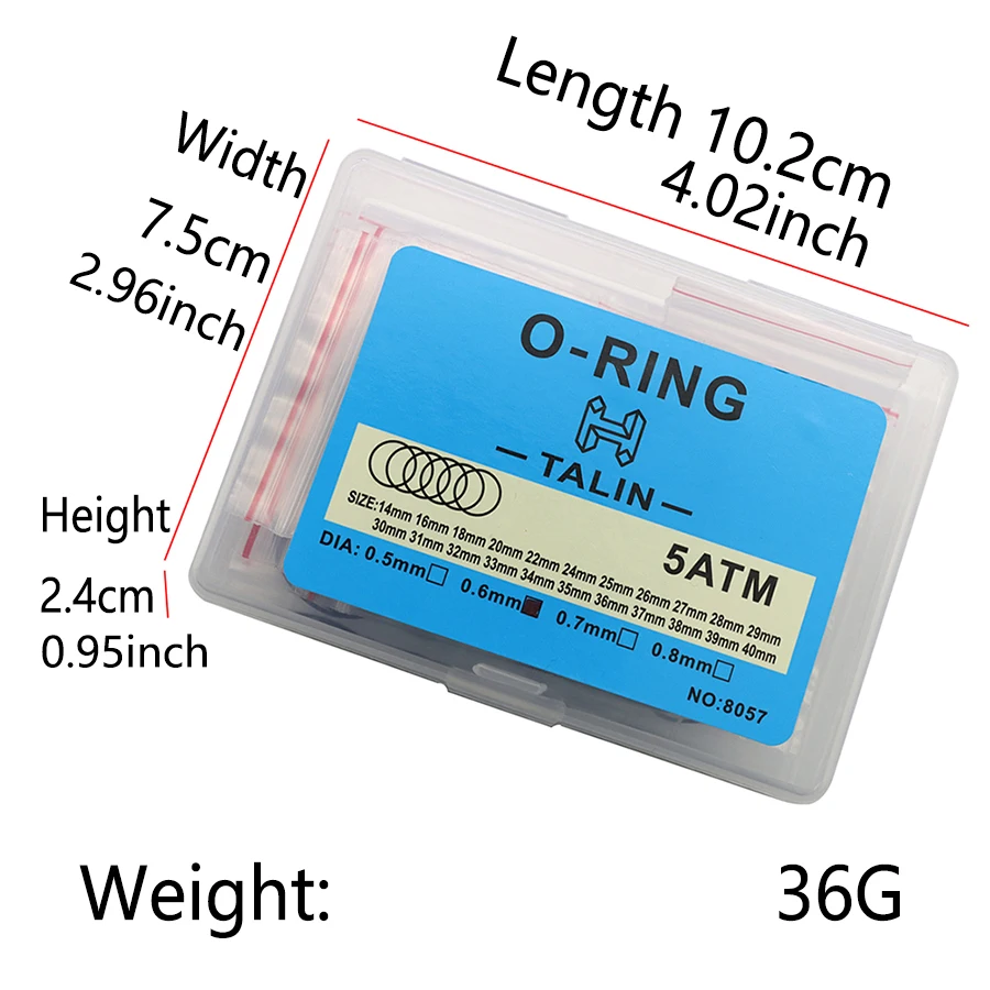 Watch parts, watch back coverwaterproof ring, O-ring, bottom coversealing ring, boxed0.6mm elastic rubber ringdust ring