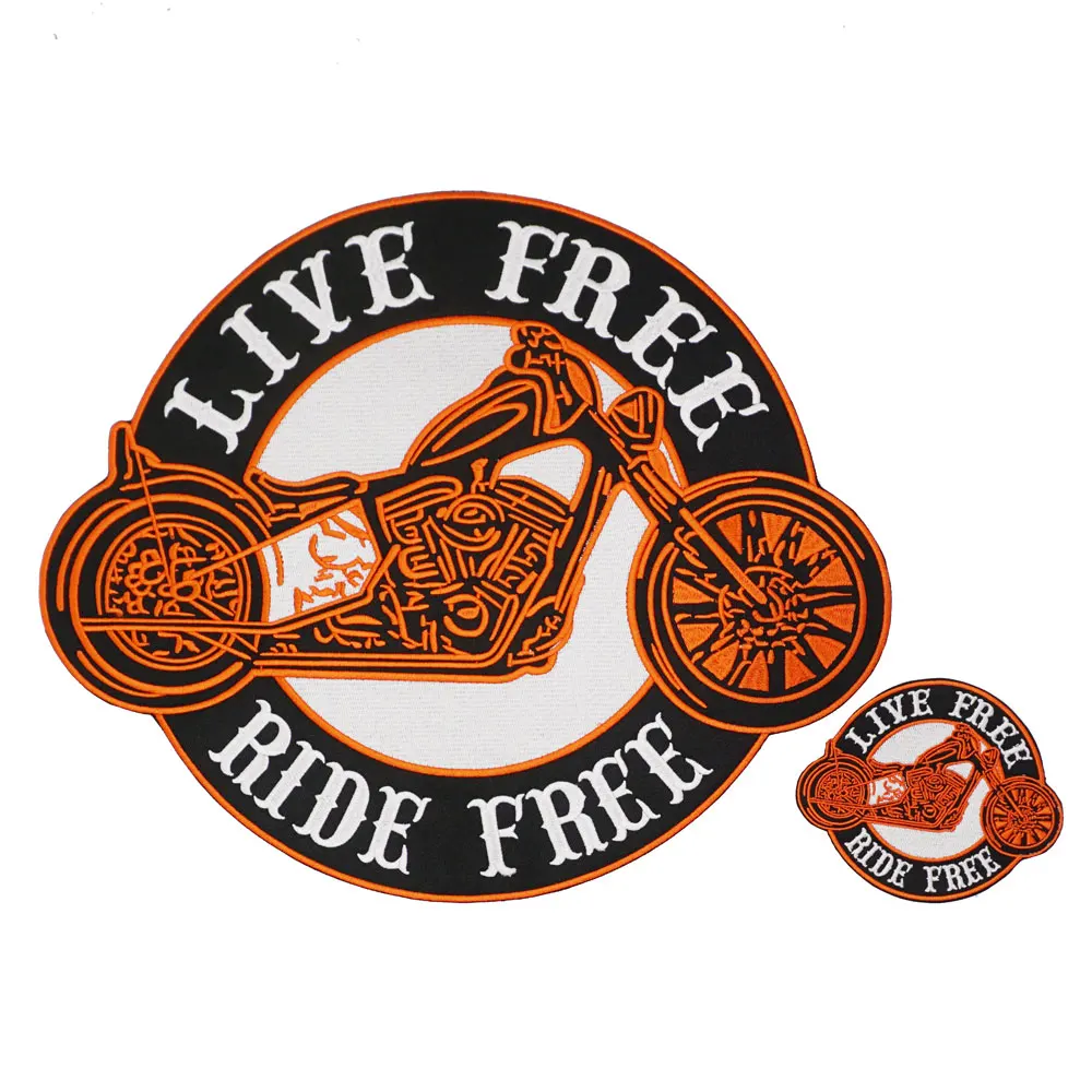 live free ride free Embroidered large Patches Applique Sewing and iron Hip Hop punk biker Band Rock Clothes Essential item