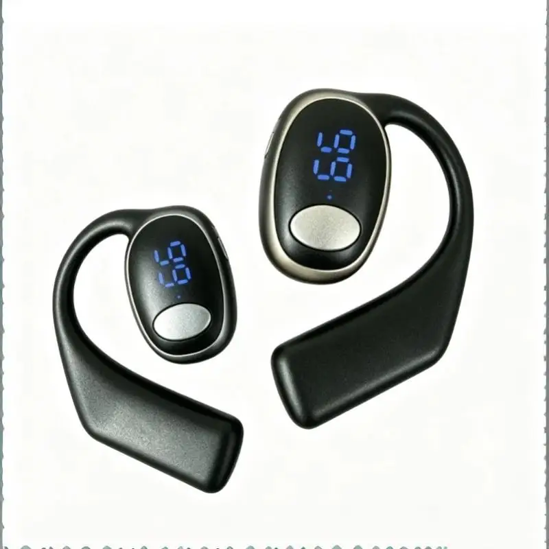【C】Open Ear Wireless Bluetooth Earbuds With LED Power Display Adjustable Earhook For Sports Running Commute