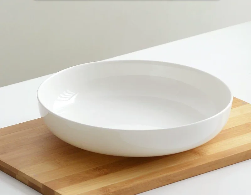 7 inch, pure white bone china kitchen dishes, porcelain pasta dish, ceramic food plate dish, microwave safe, dumpling plate