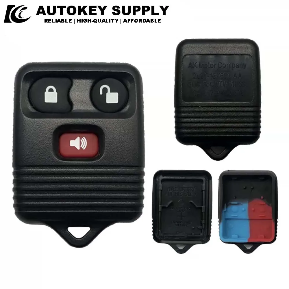 Autokeysupply 3/4 Buttons Color Version Remote key fob shellRemote Case + Pad Replacement Fob Rubber For Ford