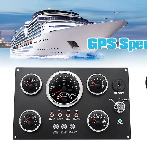 

New Universal Auto Meter GPS Speedometer Diesel Engine Instrument Marine Gauge Panel for Boat and Car with 5 Black Gauges