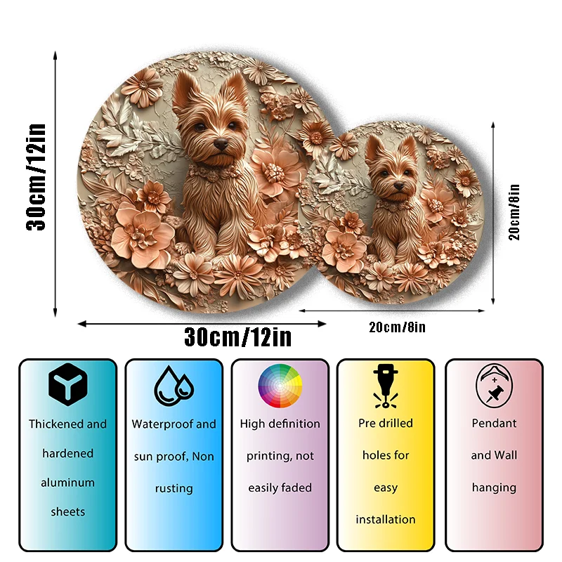 Customized Yorkshire Terrier Pet Memorial - Premium Quality Circular Aluminum Decorative Painting - Stunning Ultra HD Printing