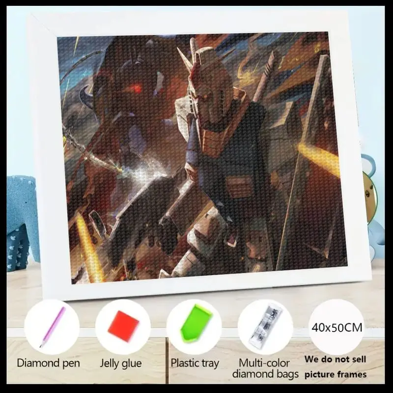 

1 шт., научно-фантастический Mecha Robot Warrior 5D комплект алмазной живописи, полная дрель, аниме, сцена, сделай сам, хрустальный драгоценный камень, искусство, большой 40x50 см, домашняя ва