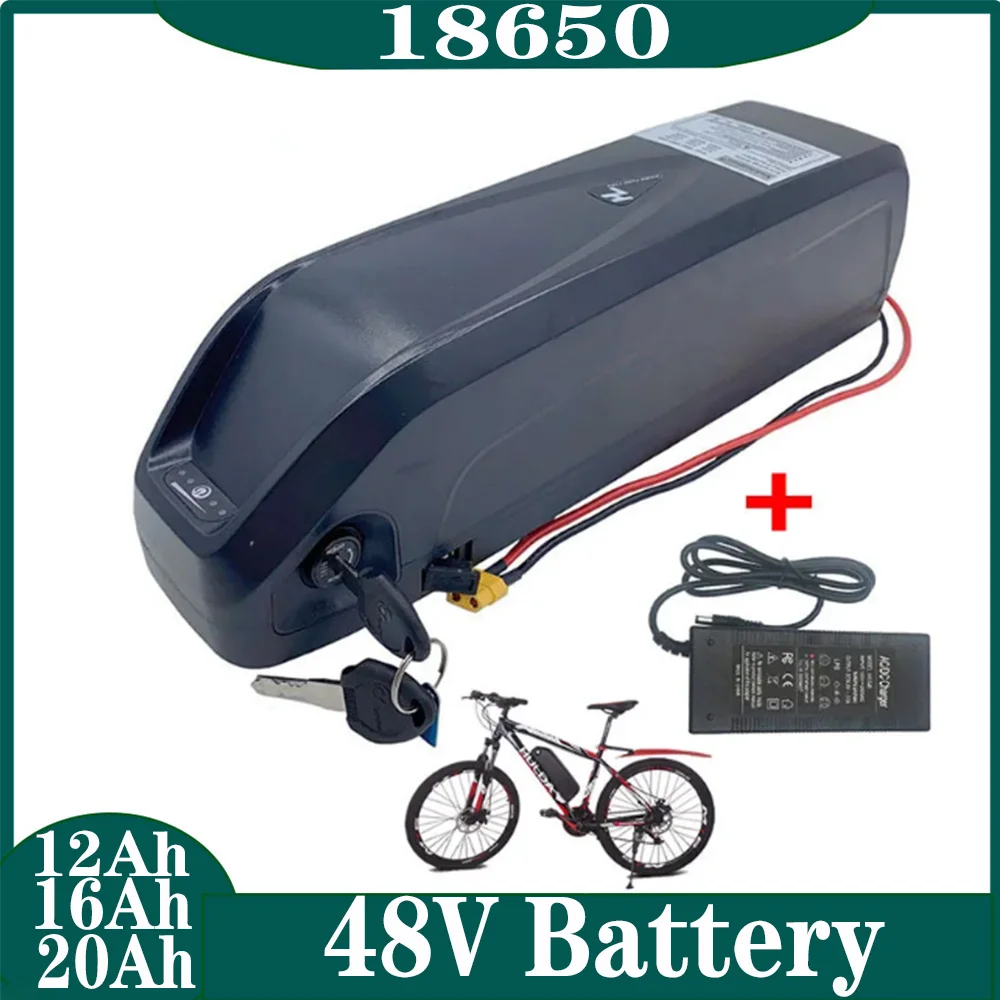 

48V 20Ah Hailong shell electric mountain bike 18650 battery pack, front and rear wheel hub motor kit battery, with charger, XT60