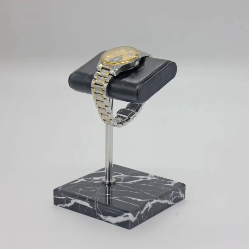 Natural Marble Wrist Watches Display Stand, Genuine Top Layer Leather Watch Holder, Watch Organizer Gift