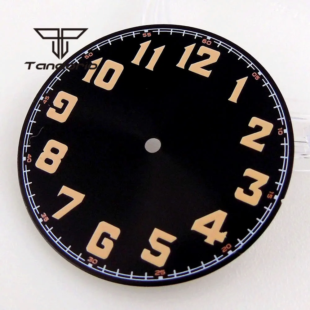 黒の時計ハンドストラップ,オレンジ/白のマーク,33.5mm,自動ムーブメント,nh35a nh36a eta2824 2836 pt5000 st2130