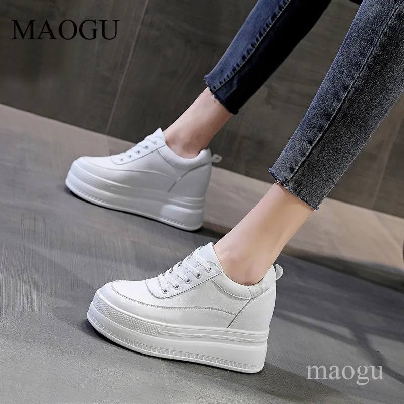 

Женские повседневные кроссовки на платформе с увеличением роста, на шнуровке, белые, размеры 34-40, вулканизированные, Zapatillas De Mujer