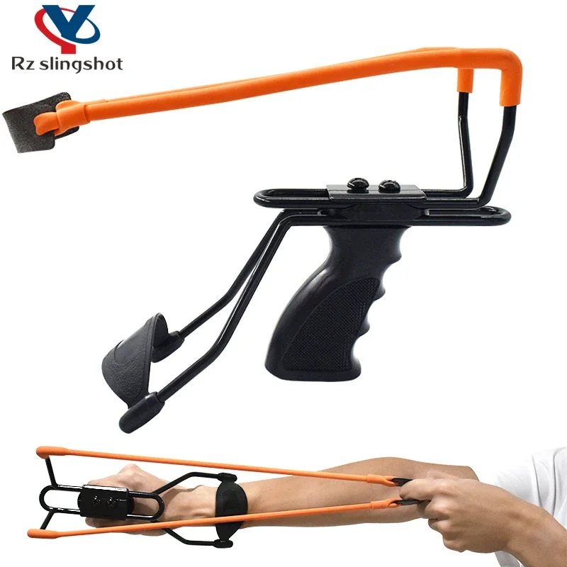 

Black High-strength Plastic Slingshot Strong Round Tube Rubber Band Catapult Outdoor Hunting Slingshot with Wrist Rest