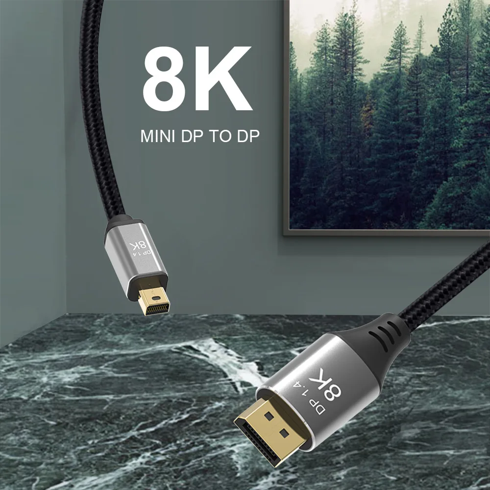 8K Mini DP To Displayport 1.4 Cable DP 1.4 Cable 8K 60Hz 4K 144Hz 2K 165Hz HDR Video Audio Cable for Laptop HDTV Monitor PS4/5