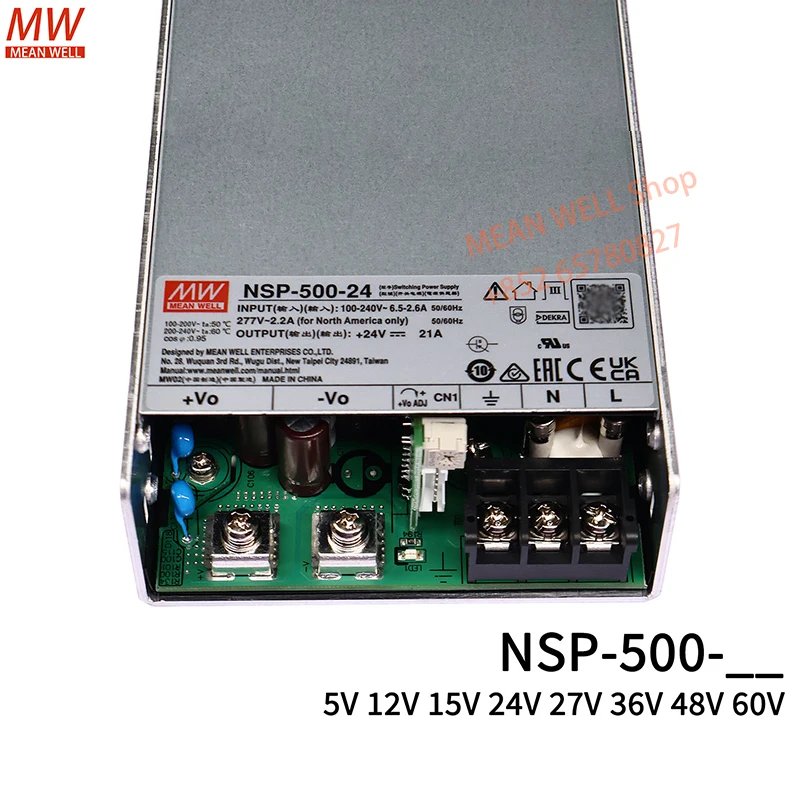 MEAN WELL 500W AC/DC High Reliable Multi-Industries Encolsed Type Switching Power Supply NSP-500-5 NSP-500-12 15 24 27 36 48 60