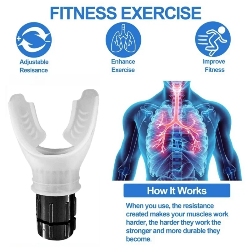 1 Juego de entrenamiento de respiración, equipo de Fitness pulmonar y entrenamiento de silicona para dispositivo de ejercicio espiratorio de respiración (con caja)