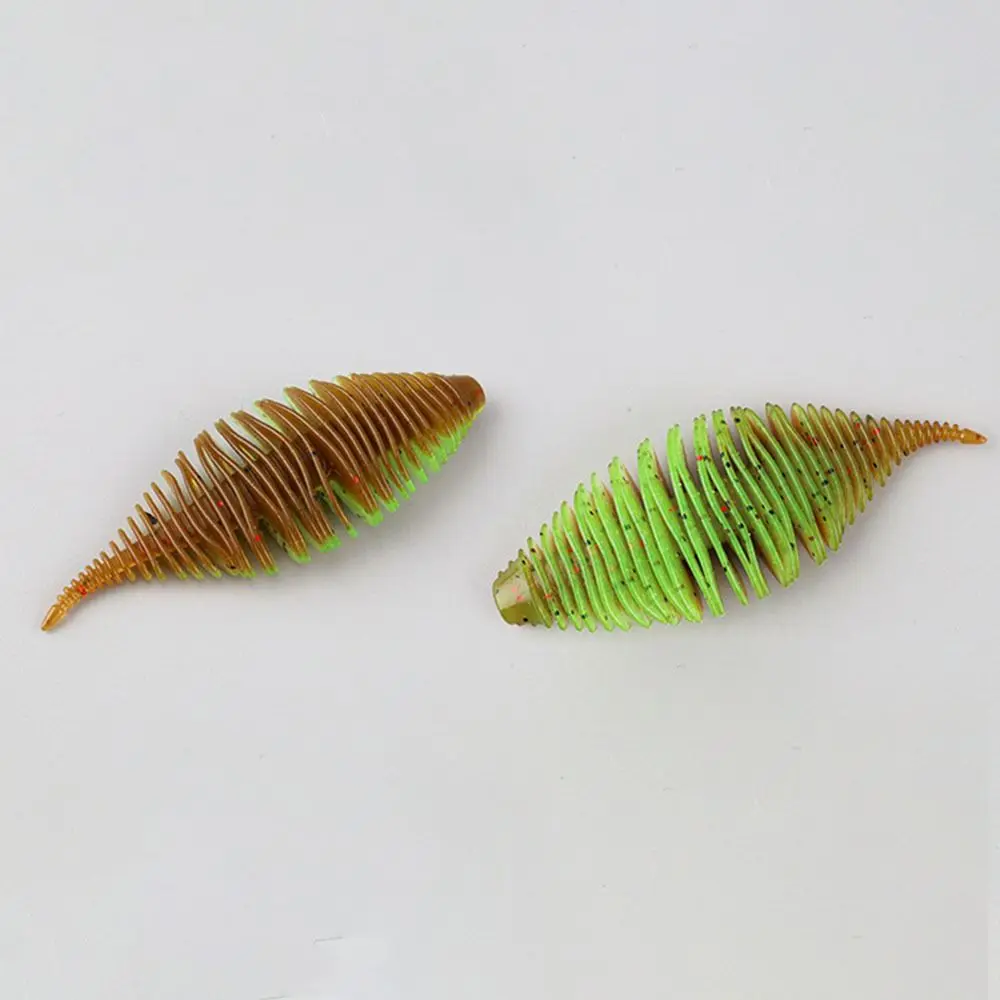 Silicone Soft Bait Bellows Gill Fishing Lure Flat Wide Worm Artificial Bait Shrimp Type Slow Sinking Reverse Fishing Bait Worm