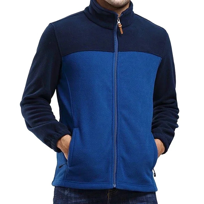 9XL Winter Men\'s Polar Fleece Jackets Outdoor Tactical Windproof Color Match Soft Warm Full Zipper Sports Hiking Ski Cargo Coats