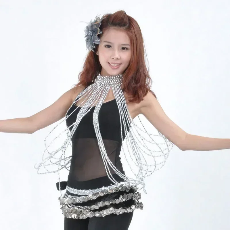 Kostium do Tańca Brzucha Długi Naszyjnik z Koralików Bransoletka Złota/Srebrna Biżuteria do Tańca Brzucha 2 Kolory