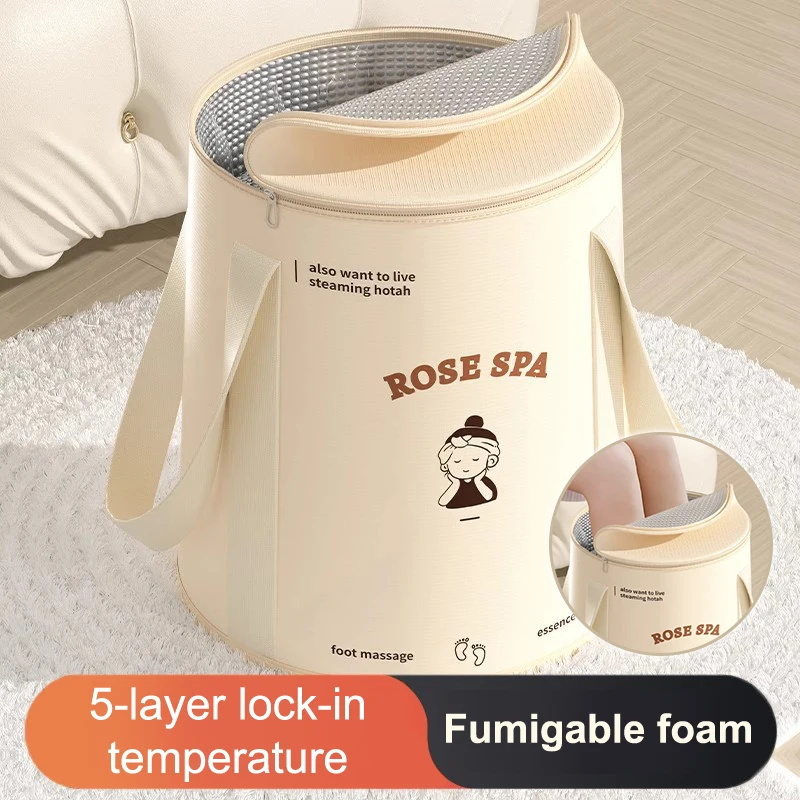 Large Capacity Folding Foot Bath Basin Deepened Soaking Bucket Knee Warm Foot Soak Bag Portable Travel Foot Washbasin Bucket