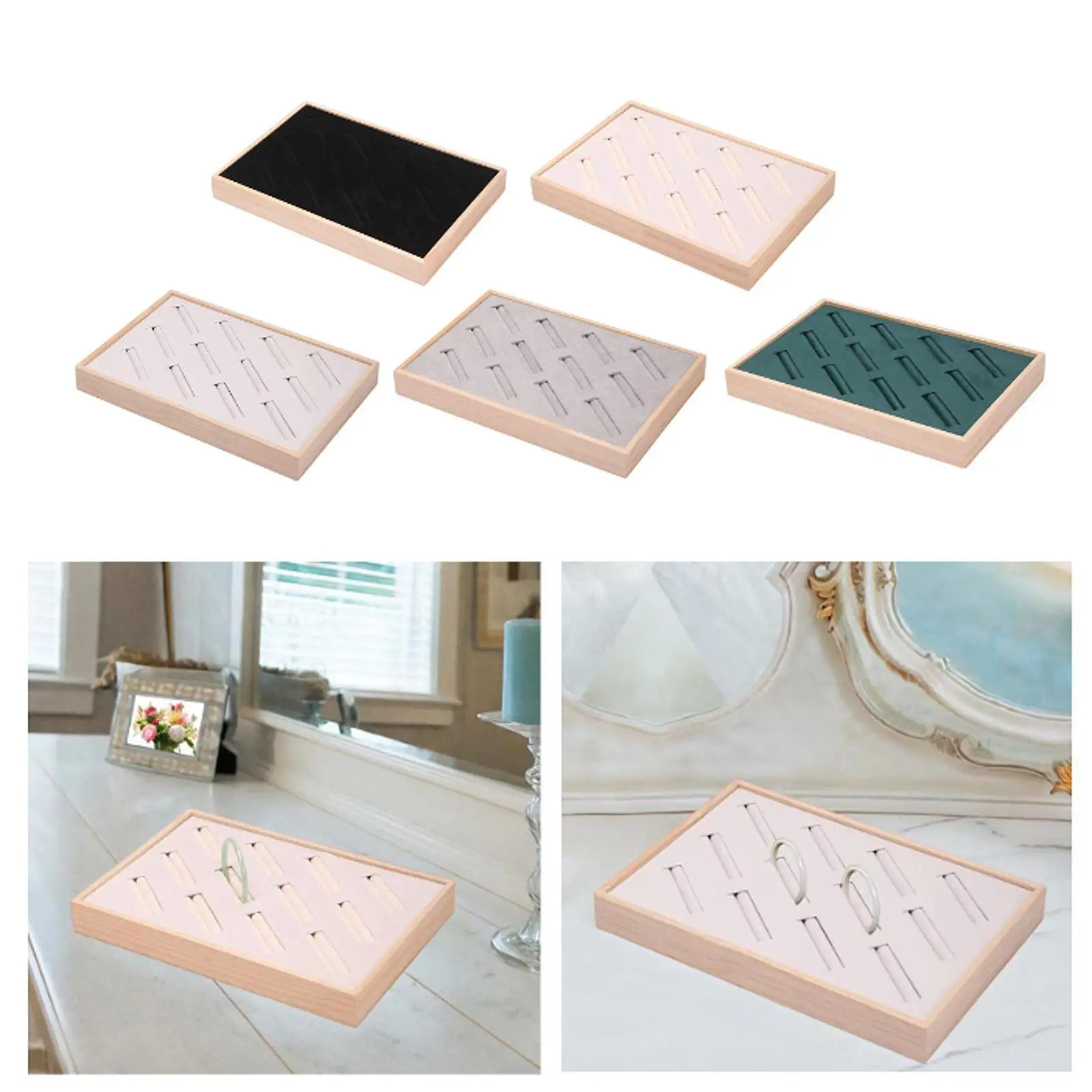 

Bangle Tray Storage Home Display Holder Showroom Portable Velvet Insert Jewelry Displaying Wooden Shop Jewelry Organizer Case