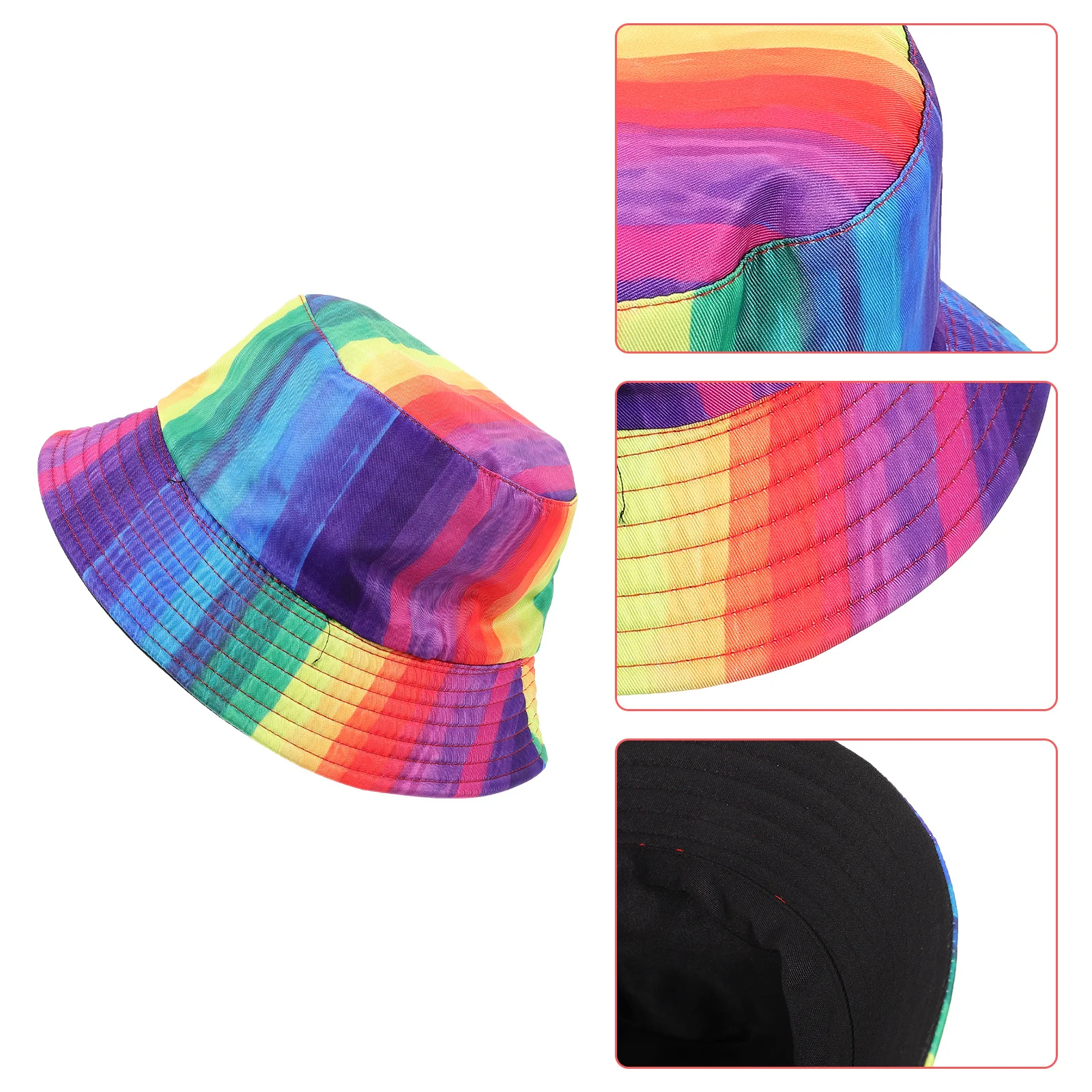 

Rainbow Colorful Bucket Hat Pride Parade Costume Party Cosplay Accessory Star Stand Out Hat for Men Women Rainbow Bucket Hats
