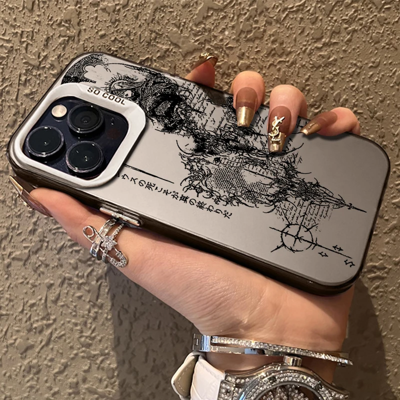 Funda de estilo gótico retro con escultura para iPhone 17 16 15 14 13 12 11 Pro Max Air 16 Plus X XS XR, cubierta trasera mate antigolpes 6