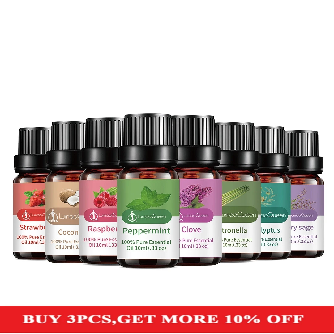 

Essential Aromatherapy 100% 10ml JasmineFragrance Oil Diffuser Strawberry Mango Watermelon Coconut Flavoring Oil for Spa