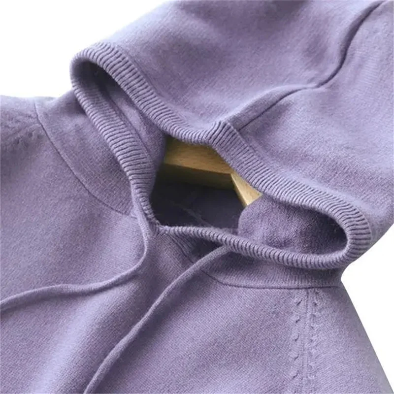 New Hoodie Sweater Women's Korean Loose Thin Knitter Coat Spring Autumn All-Match Pullover Sweater Hooded Knitwear Female Jumper