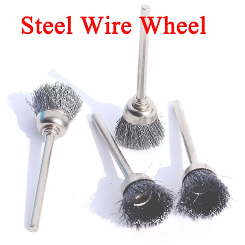 10pcs Steel Wire Wheel Brush Dremel Tools Accessories Rotary Tool for Mini Drill Tools Electric Burr Abrasive Polishing Head Set