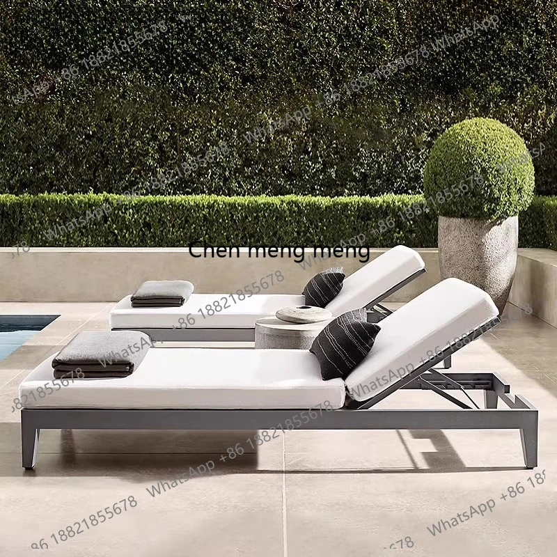 

Villa Swimming Pool Outdoor Leisure Balcony Lounging, Waterproof Sunscreen Garden Terrace Teak Lounger