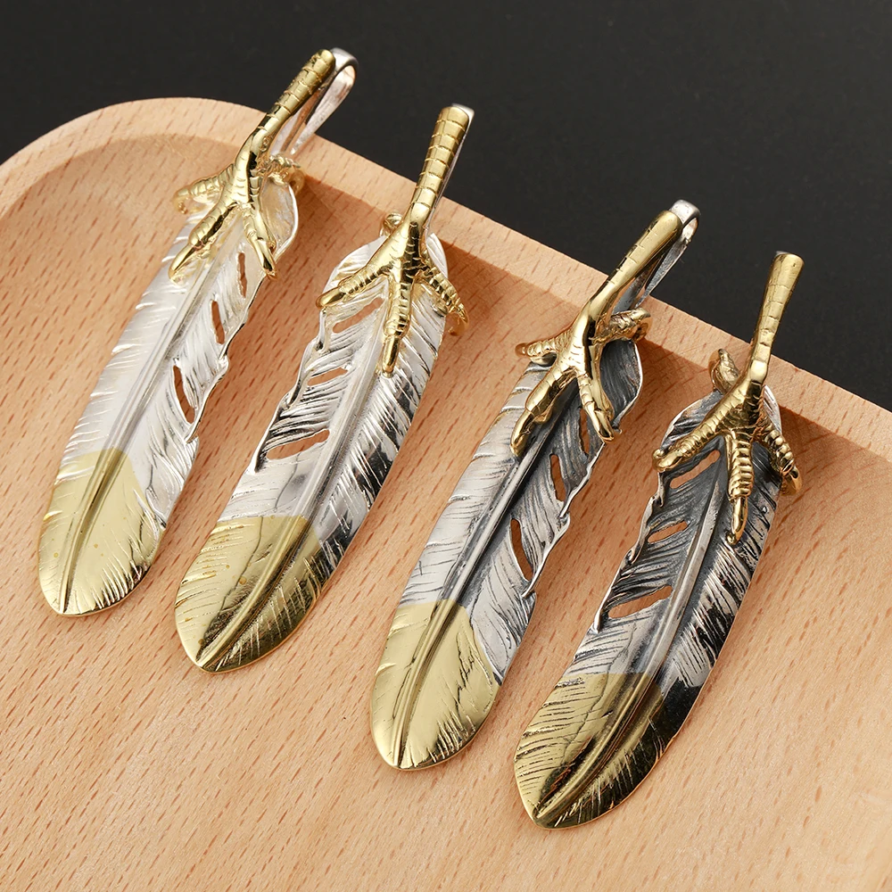 Pure 925 Sterling Thai Silver Eagle Claw Pendant Feather Charms  Japanese Jewelry For Men Goros Takahashi Necklace Gift P003