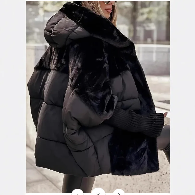 2025 Autumn and Winter Women's New Fashion Loose Casual Warm Splicing Down Cotton Jacket Winter Clothes Women