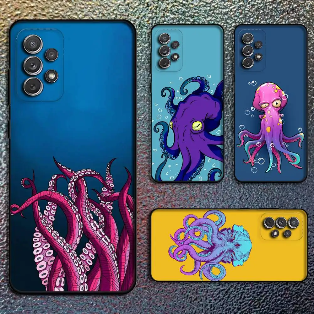 

Octopus Phone Case For Samsung S25,S24,S21,S22,S23,S30,Ultra,S20,Plus,Fe,Lite,Note,10,9,5G Black Cover