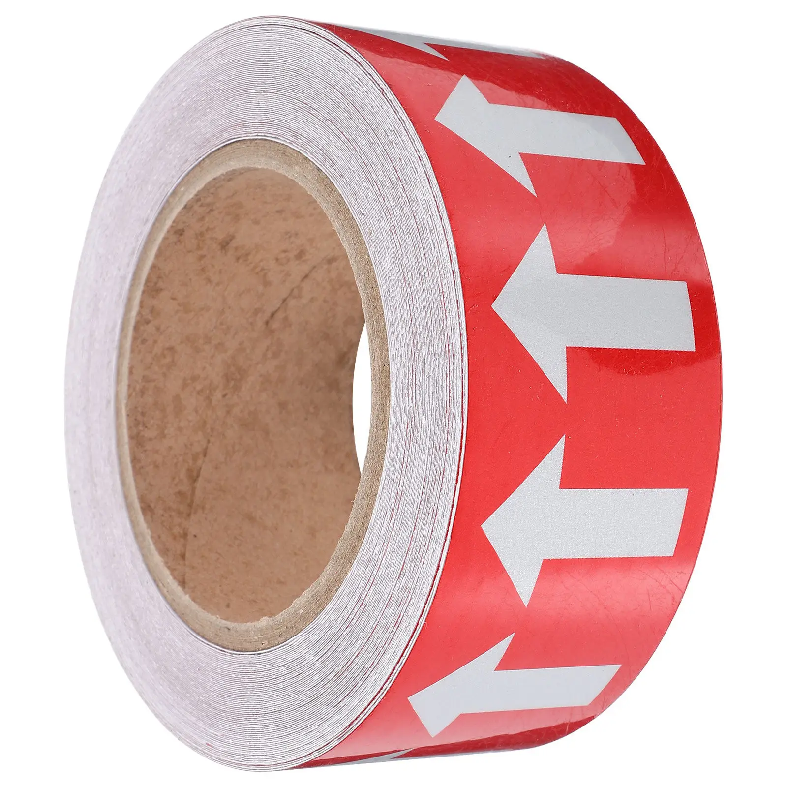 1 Roll Direction Arrow Sticker Red Background Adhesive Self-Adhesive Tape for Water Gas Oil Pipes Safety