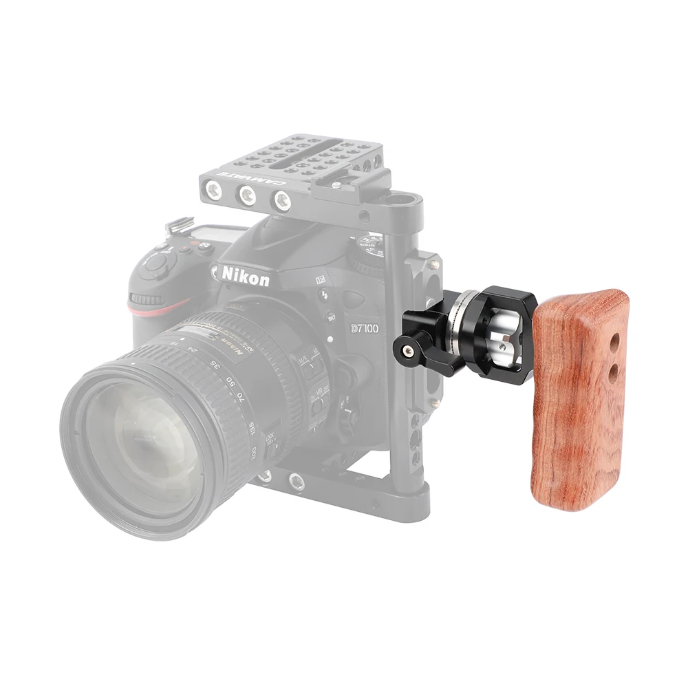 HDRIG Quick Release Wooden Hand Grip (Left Side) With M6 ARRI Rosette Connection & NATO Clamp Adapter for DSLR Camera Rig / Cage