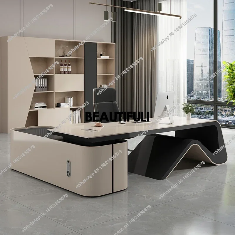 Secretary European Office Desk Filing Cabinets Executive Shelf Conference Office Desk Minimalist Modern Wooden Bureau Furniture