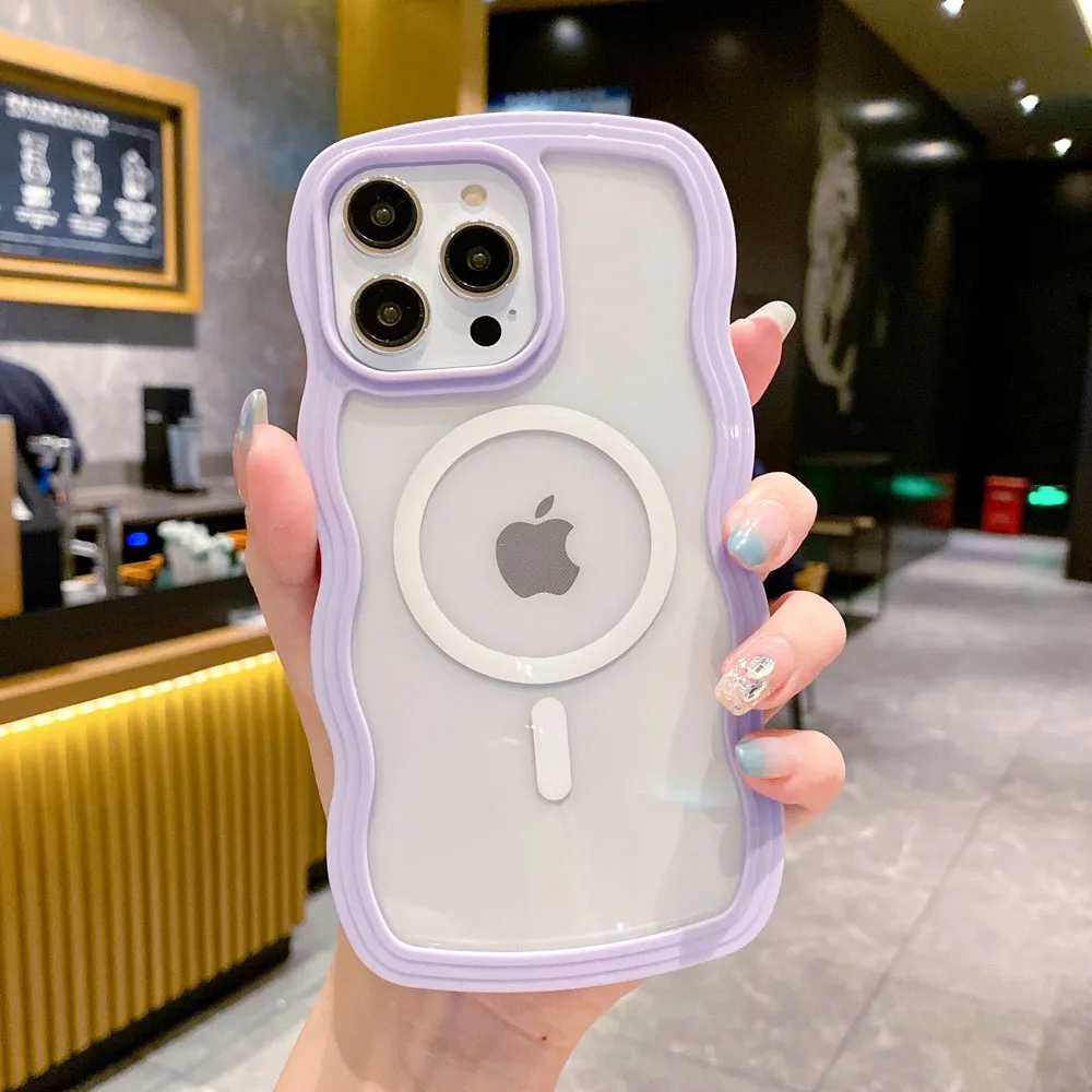 Candy Color Wavy MagSafe-Hülle für iPhone 18 17 Air 16 15 11 13 12 14 Pro Max Hüllen, magnetische kabellose Ladefunktion, stoßfeste Schutzhülle – Detail 5