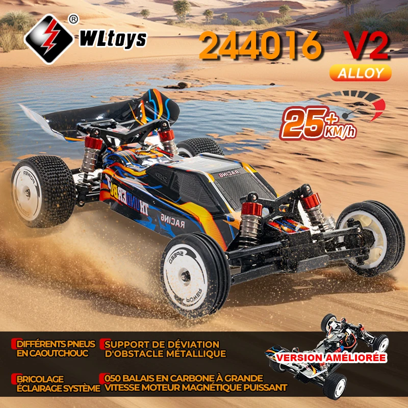 WLtoys 244016 V2 RC voiture 2.4G 2WD 25 KM/H 1/24 gyroscope pleine échelle haute vitesse voiture de course compétitive télécommande jouets pour enfant cadeau