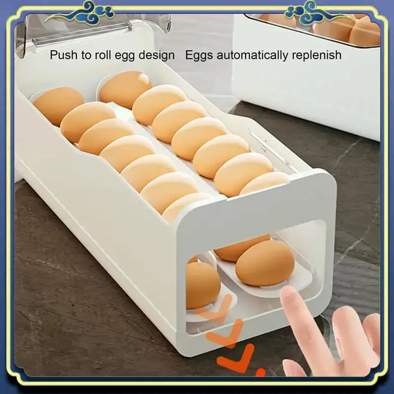 

A56P-автоматический диспенсер для яиц, прозрачный контейнер для яиц, 2-х ярусные кухонные органайзеры и хранение, компактный холодильник для яиц