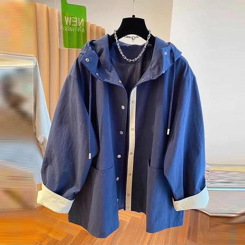 Spring jacket hooded casual trench coat women's baseball clothing fashion foreign style spring and autumn Korean version jacket