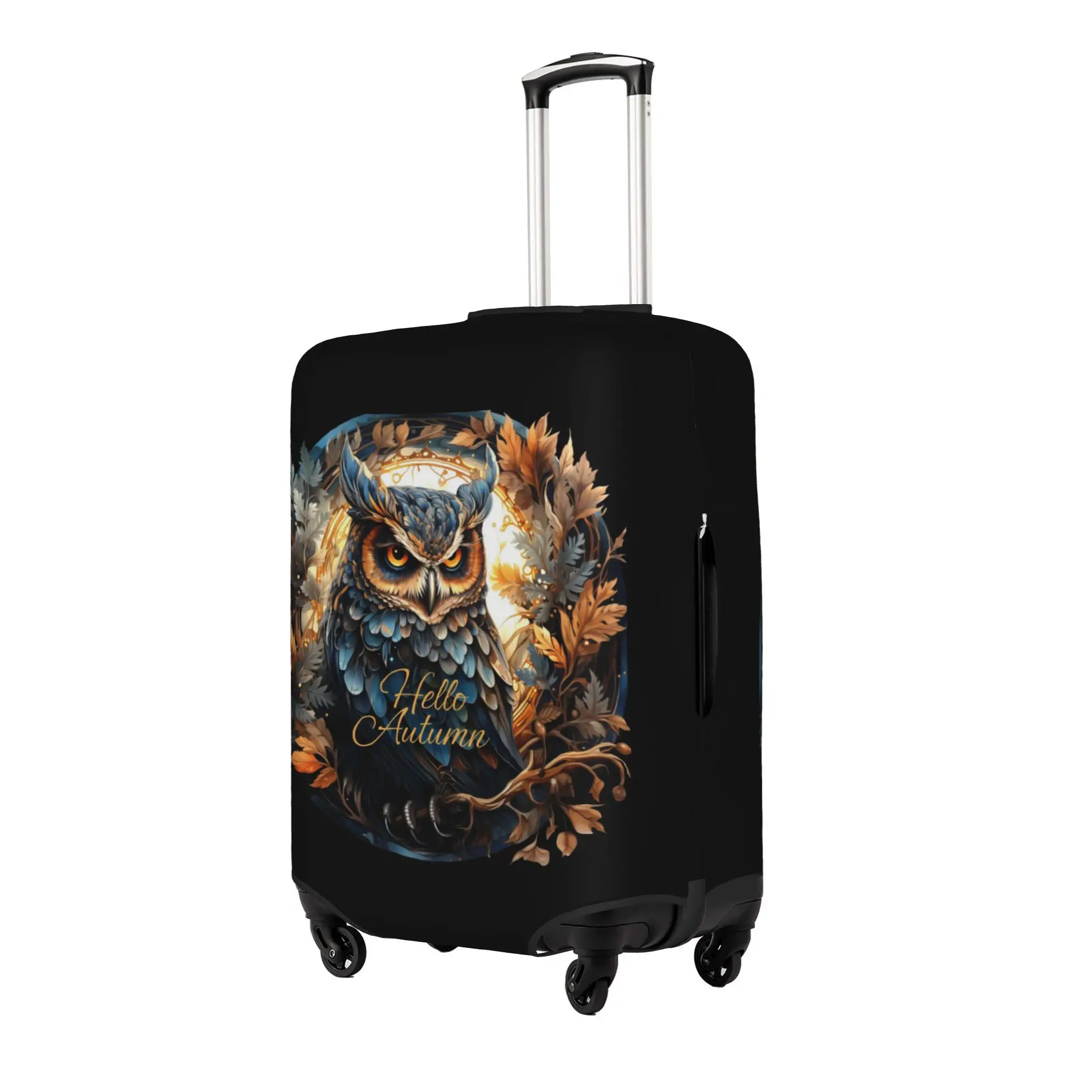 Cute Halloween Pumpkin Owl Luggage Cover Protector Washable  Travel Suitcase Covers