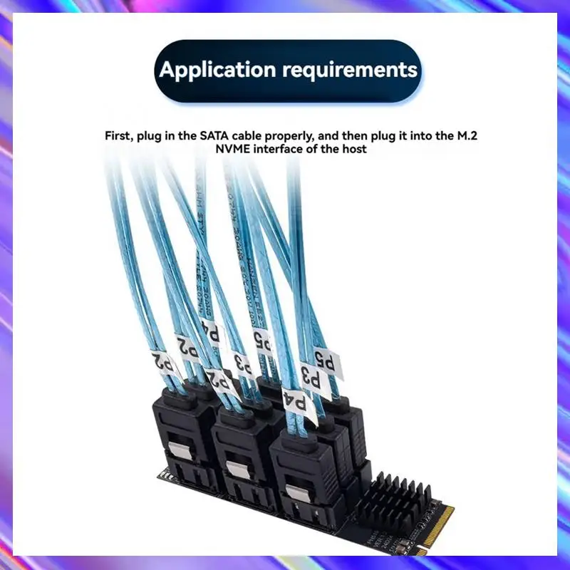 

M.2 M KEY Nvme на 9-портовый адаптер SATA 3.0 Конвертер M.2 NVME в SATA 3.0 PCIE 3.0 X2 Емкость жесткого диска Высокоскоростное расширение