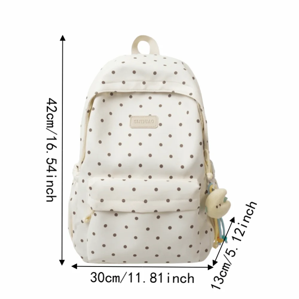 Täglicher Doppelschulter-Rucksack mit Polka-Dots, Große Kapazität, Leichter Reiserucksack, Niedliche Wasserdichte Schultasche für Wandern – Detail 1