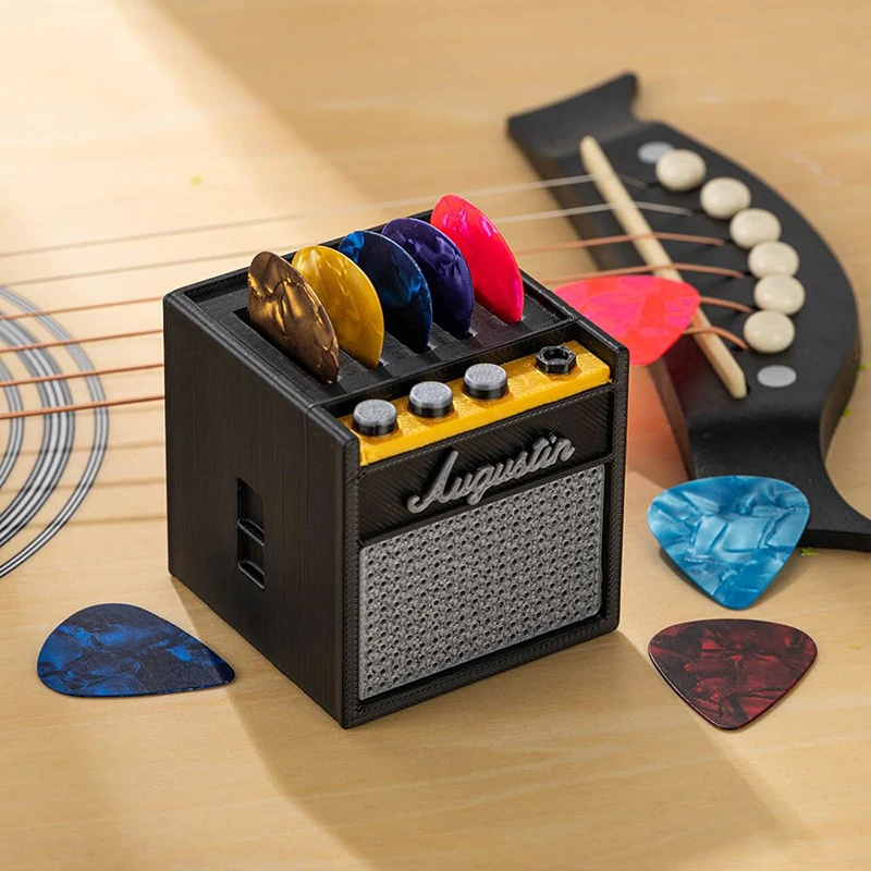 Draagbare Gitaarplectrum Houder 3d Geprinte Plectrum Opbergdoos Met Pick-Slot Gitaar Capo Tuner Strings Opbergkast Displaystands